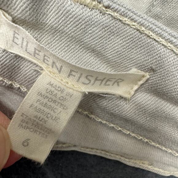 Eileen Fisher Jeans Womens 6 (30x27 ACTUAL) Light Gray Garment Dyed Slim Raw Hem - Picture 4 of 7